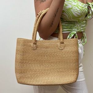 j. crew straw beach tote / handbag